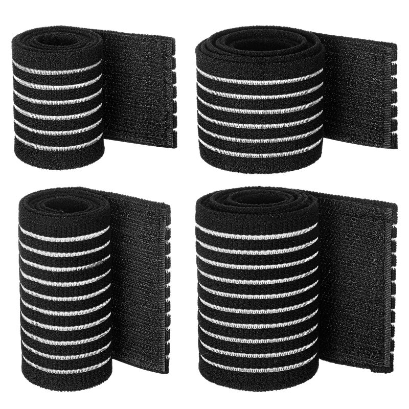 Geiserailie Ice Pack Strap Stretchable, 4 Size Elastic Reusable Ice Belt Extender, Adjustable Hook and Loop Extension Straps Add Length to Most Hot Cold Therapy(4 Pcs,Black) - Image 1