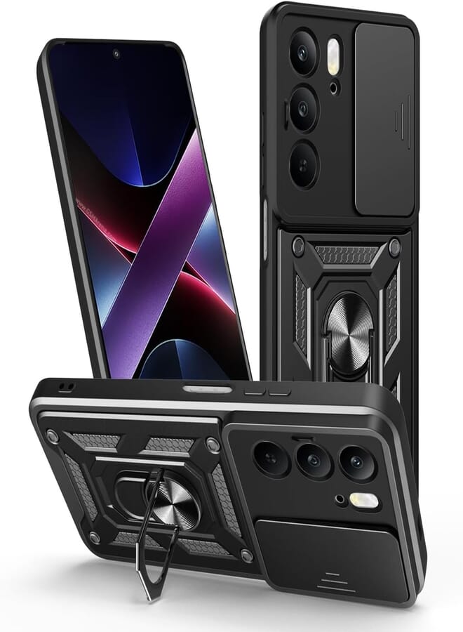 UNBLACK UNBLACK Case Cover Shock resistant Sliding CamShield TPU + PC Compatible with Realme C75 (Black)