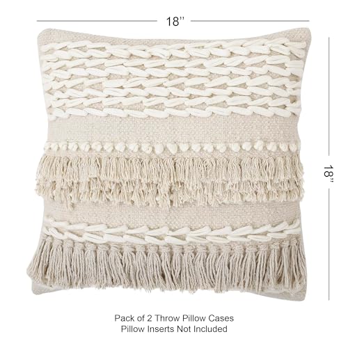 Red Earth REDEARTH · Tufted Throw Pillow Cushion Covers - Boho Textured Woven Decorative Cases Set for Couch - Sofa - Bed - Farmhouse - Chair - Patio - Outdoor - car - 100% Cotton (18x18 ; Natural) Pack of 2 - Image 5