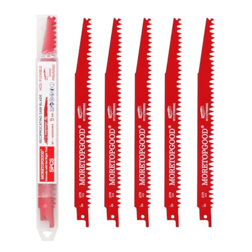 MORETOPGOOD Wood Pruning Reciprocating Saw Blades, 9 Inch Saw Blades for Trees, Wood Cutting (5 Pack/5TPI) - Image 1