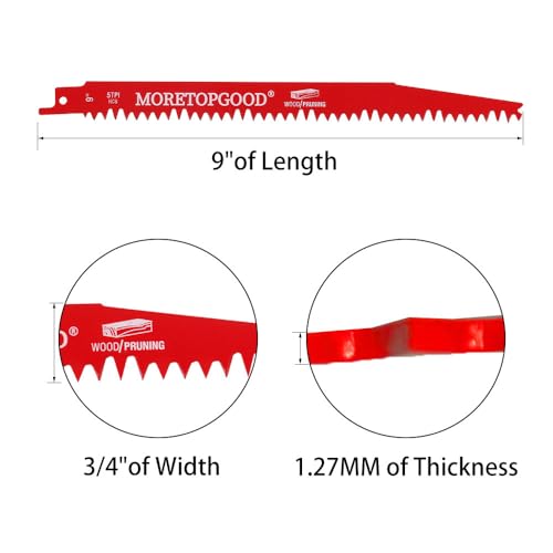 MORETOPGOOD Wood Pruning Reciprocating Saw Blades, 9 Inch Saw Blades for Trees, Wood Cutting (5 Pack/5TPI) - Image 2