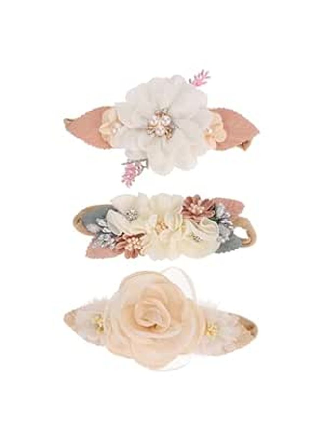 Pearl Rhinestone Nylon Photo Headbands Floral Hair Accessories For Newborn Photography 3Pcs - Image 1