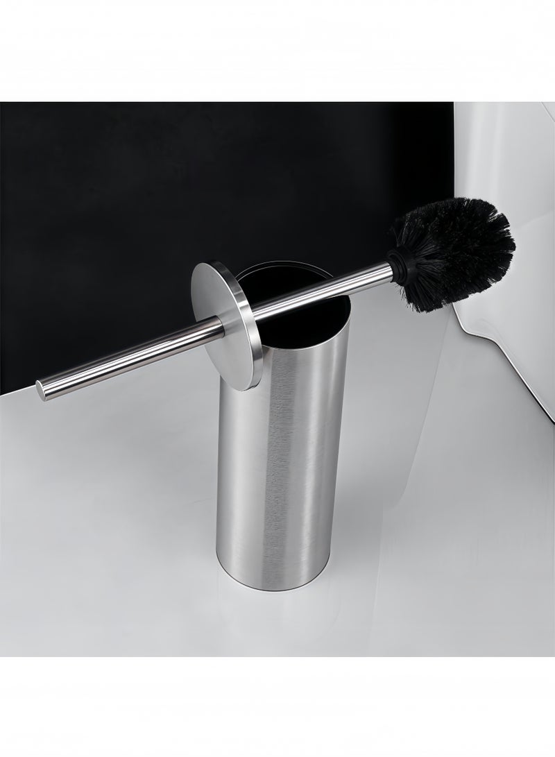 Peachjoy Stainless Steel Toilet Brush and Holder Set with Splash Guard - Corrosion/Scratch Resistant, Sturdy Bristles for Deep Cleaning (Silver Elegant Design) - Image 1