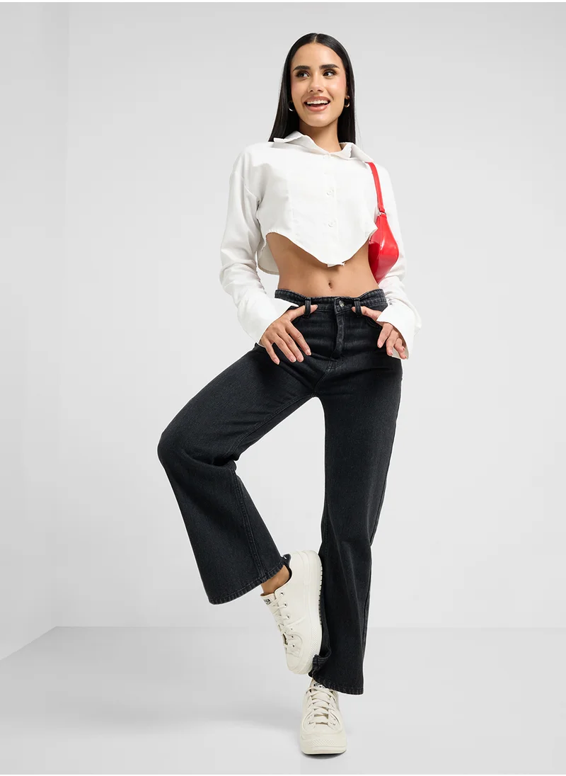 جينجر High Rise Straight Fit Jeans