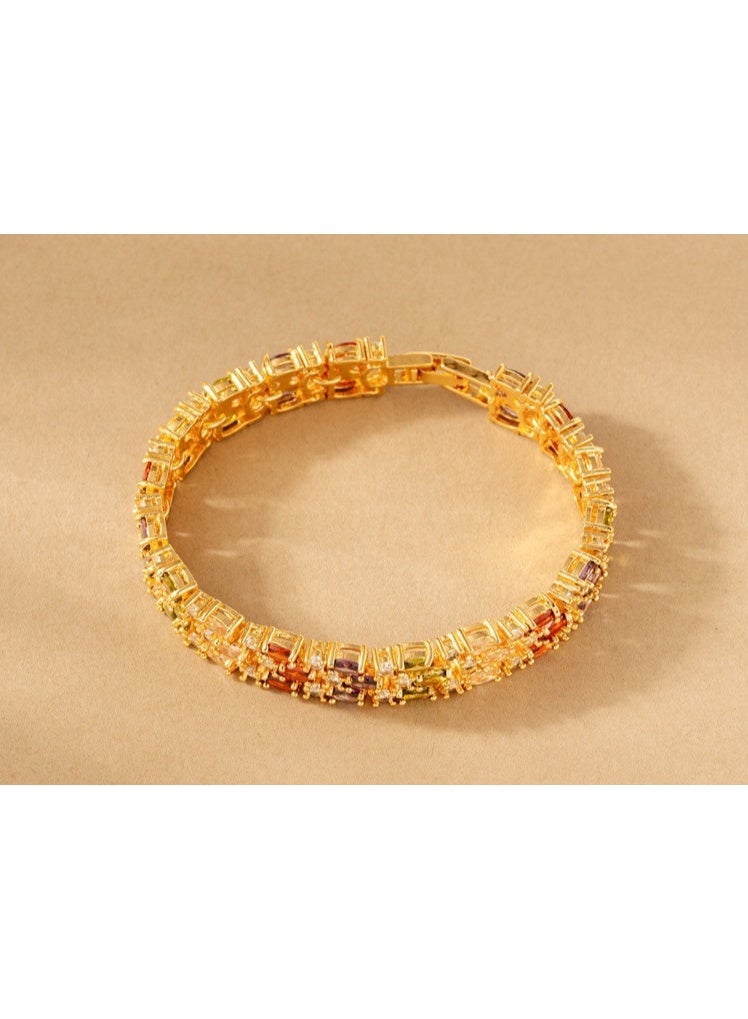 ZXING ‌Luxury Evening Bracelet for Women AAA Zircon Stone Elegant Party Wedding Boho Chic Gold Plated Chain Jewelry - Image 1