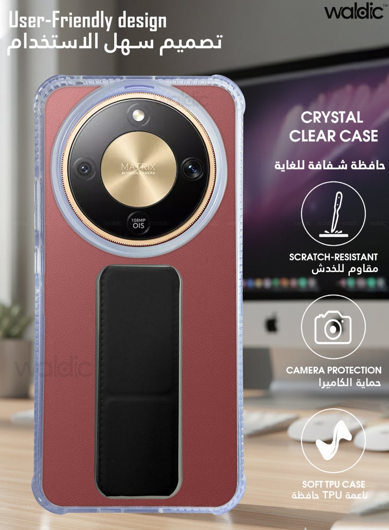 Honor X9d Case | Designed for Honor X9d | Slim TPU Airbag Bumper Shock Absorption Rubber Soft Silicone Case With magnetic Hand Grip Cover Fit for Honor X9d | Clear/Black - view 2