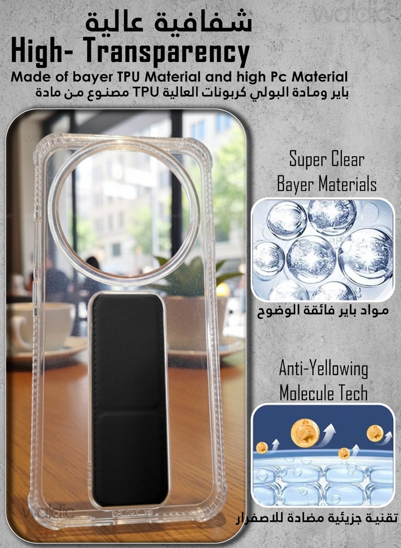 Honor X9d Case | Designed for Honor X9d | Slim TPU Airbag Bumper Shock Absorption Rubber Soft Silicone Case With magnetic Hand Grip Cover Fit for Honor X9d | Clear/Black - view 3