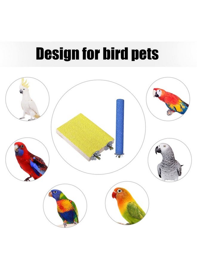 Reginary Reginary 12 Pcs Bird Perch Stand Toy Includes 6 Parrot Perch Wood Stand Bird Platform 6 Colorful Paw Grinding Stick for Cage Accessories Parakeet Cockatiel, 6 Colors  - Image 5