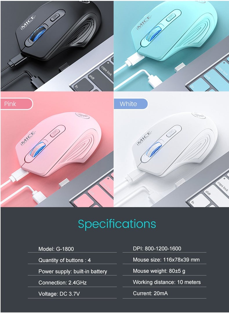 iMice - iMice  2.4G SINGLE  MODE RECHARGEABLE SILENT 4-BUTTON WIRELESS GAMING MOUSE TYPE C INTERFACE - Image 1