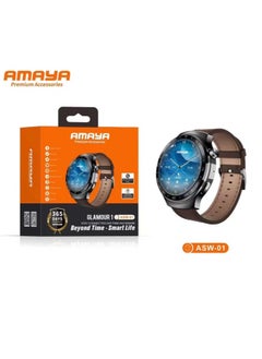 A smart and elegant watch that works with Apple and Android systems and receives calls and text messages with ease One year warranty  brown colour