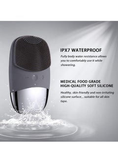 3-in-1 Electric Silicone Facial Cleansing Brush - IPX7 Waterproof Face Scrubber with Vibrating Massage, USB Rechargeable for Deep Cleaning, Blackhead Removal & Exfoliation (Gray) - pzsku/Z732F927A7FFB978AE069Z/45/_/1698235328/7c39b11d-67ac-45a7-b4c0-5606f0b626cc