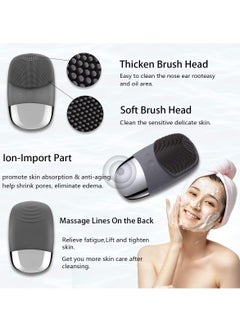 3-in-1 Electric Silicone Facial Cleansing Brush - IPX7 Waterproof Face Scrubber with Vibrating Massage, USB Rechargeable for Deep Cleaning, Blackhead Removal & Exfoliation (Gray) - pzsku/Z732F927A7FFB978AE069Z/45/_/1698237192/d10f5b2a-bd96-402d-86d1-9331274bdb04