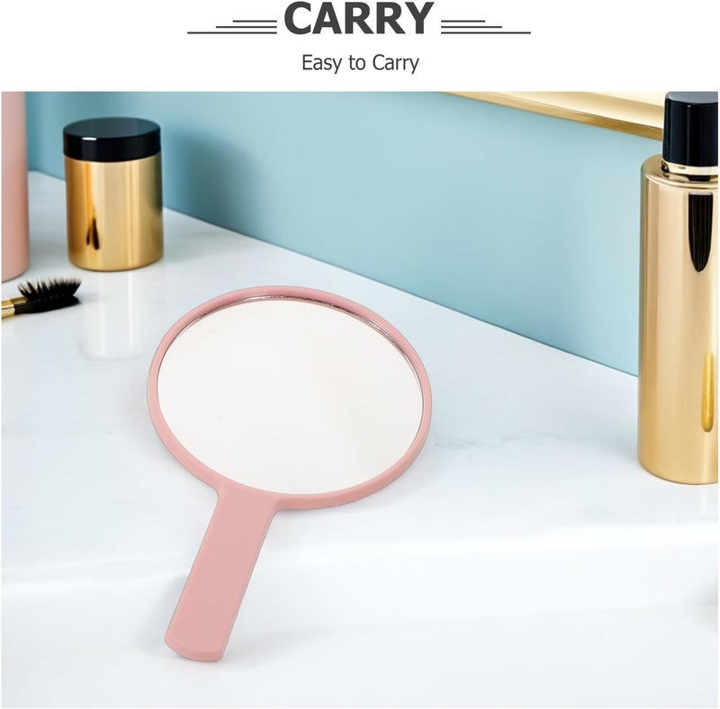 4pcs Handheld Anti-Fog Round Makeup Mirrors 10x17cm Portable Small Personal Vanity Mirrors with Handle for Travel Home and Party Use - Image 3