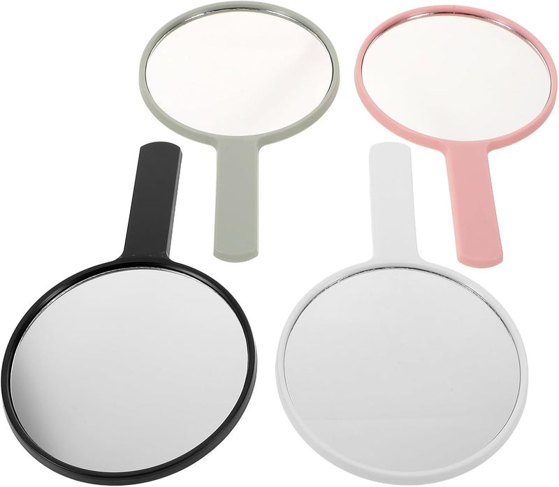 4pcs Handheld Anti-Fog Round Makeup Mirrors 10x17cm Portable Small Personal Vanity Mirrors with Handle for Travel Home and Party Use - Image 1