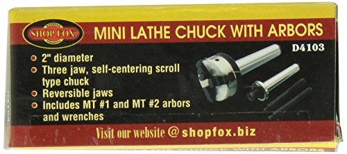 Shop Fox D4103 Mini Lathe Chuck with Arbors - Image 2