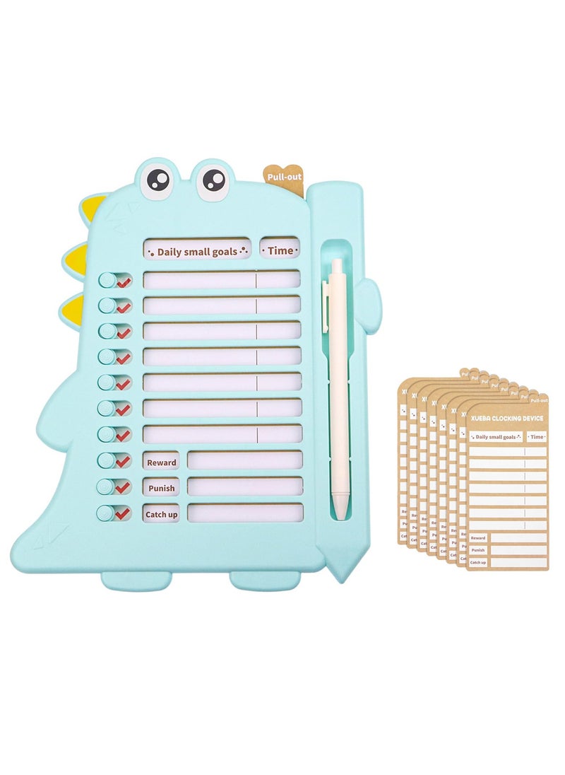 SYOSI Kids Chore Chart & Reward Checklist: Dry Erase Daily Routine Board with Cute Animal Design | Responsibility Morning Schedule for Children, Toddlers | Home Behavior Management Tool (Blue)  - Image 1