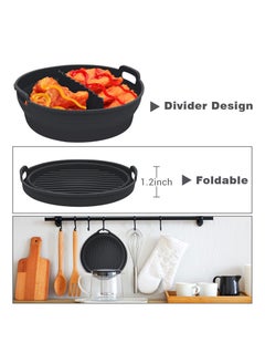 Generic Reusable Non-Stick Silicone Liner for Air Fryers, 8.5 Inch Foldable Round Design with Divider, Fits 5qt to 8qt Models (Black)  - Image 2