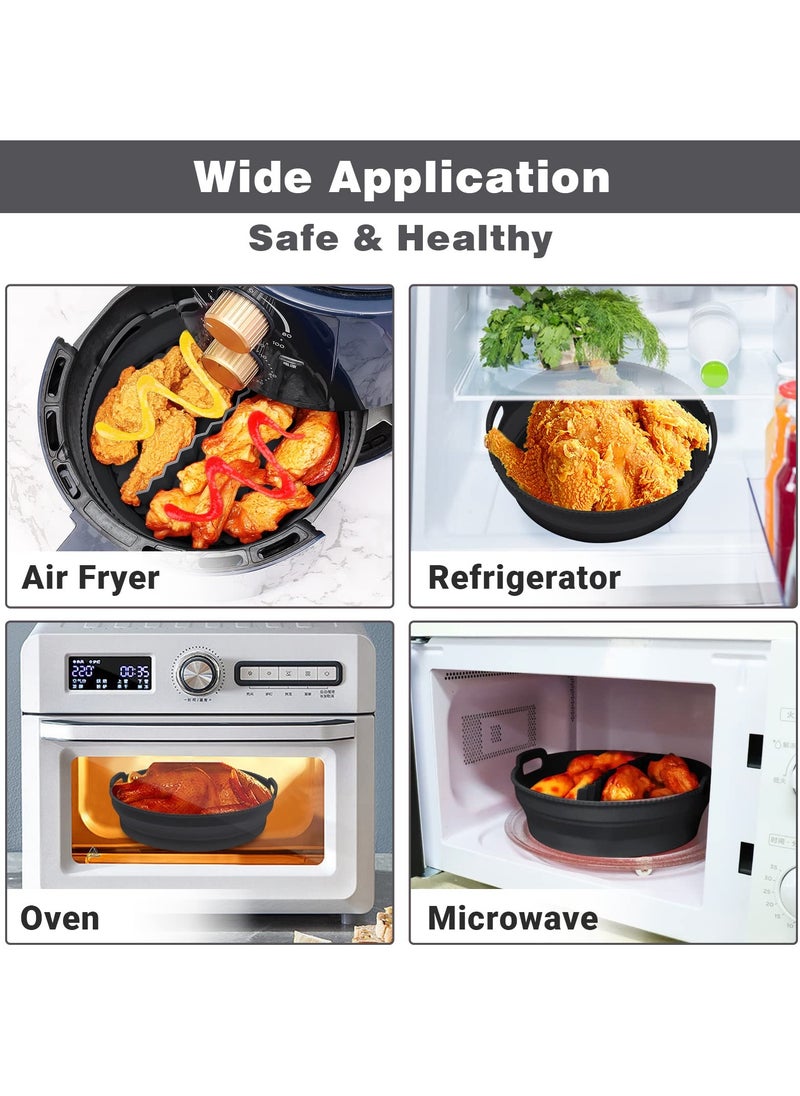 Generic - Reusable Non-Stick Silicone Liner for Air Fryers, 8.5 Inch Foldable Round Design with Divider, Fits 5qt to 8qt Models (Black) - Image 1