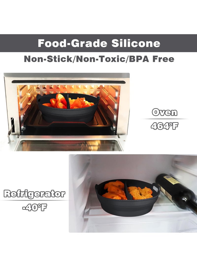 Generic - Reusable Non-Stick Silicone Liner for Air Fryers, 8.5 Inch Foldable Round Design with Divider, Fits 5qt to 8qt Models (Black) - Image 1