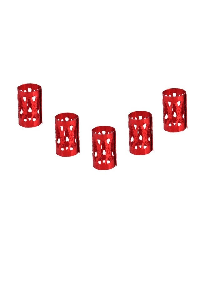 Brrnoo 100PCS Braiding Beads Metal Cuffs,New Colorful Dreadlocks Beads Hair Braid Rings Clips Dread Locks, Rings Cuff Hair Decoration Braiding Filigree Tube Hair Jewelry (red) - Image 2