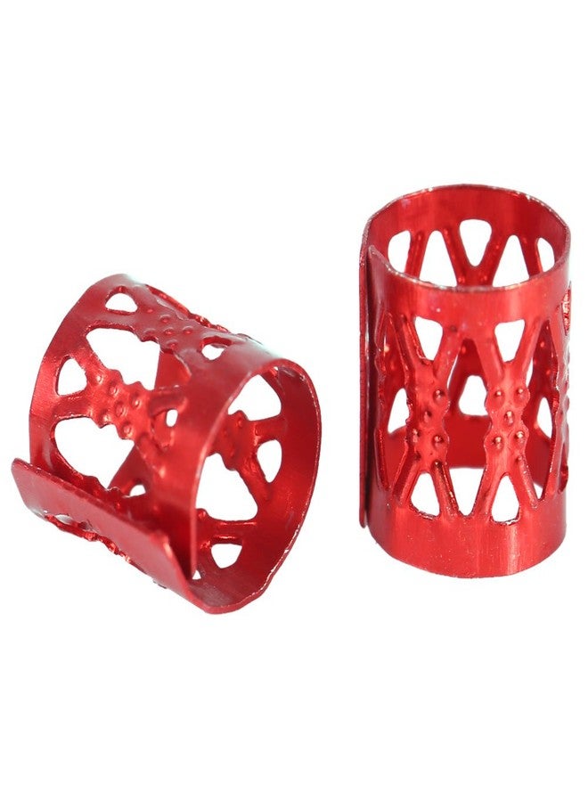 Brrnoo 100PCS Braiding Beads Metal Cuffs,New Colorful Dreadlocks Beads Hair Braid Rings Clips Dread Locks, Rings Cuff Hair Decoration Braiding Filigree Tube Hair Jewelry (red) - Image 3