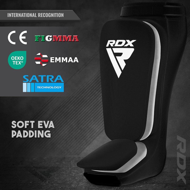 RDX Shin Guards for Kickboxing and Muay Thai - SATRA Approved MMA Leg Instep Protection Pads -M |White/Black (HYP-SIBW-M) - Image 2