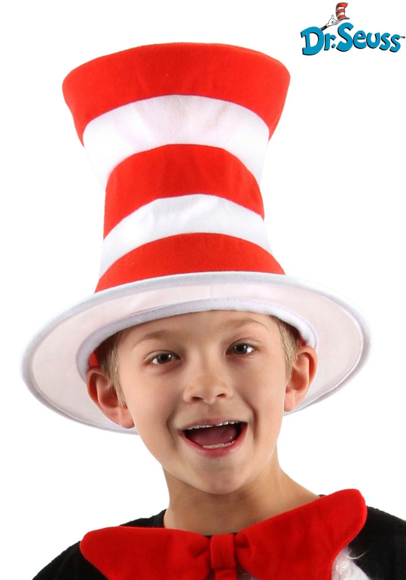 elope Dr. Seuss Cat in The Hat Striped Stovepipe Costume Hat for Kids Red - Image 2