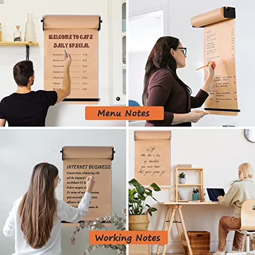 Fitous 18”Kraft Paper Dispenser Holder Wall Mount, Heavy-Duty Paper Cutter Butcher Paper Dispenser to Do Lists, DIY Drawing, Taking Note, Artwork, Daily Special - White - Image 3
