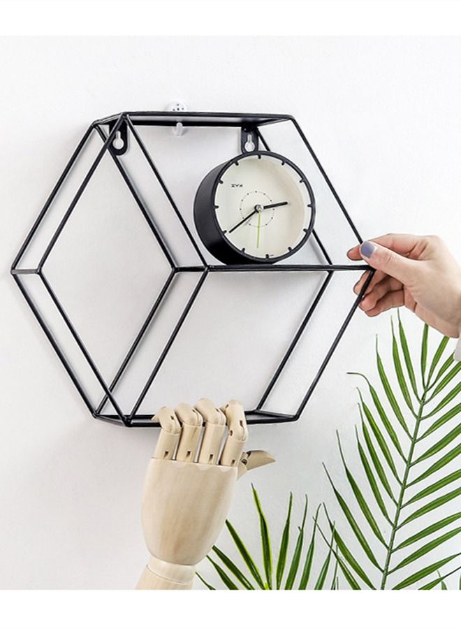 Kutis 1-Piece Wall-Mounted Metal Storage Rack Display Stand Black 28.5 x 25.5 x 9.5 Centimeter  - Image 1