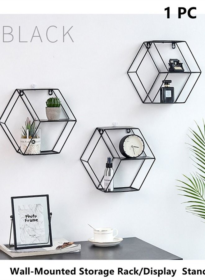 Kutis 1-Piece Wall-Mounted Metal Storage Rack Display Stand Black 28.5 x 25.5 x 9.5 Centimeter  - Image 2