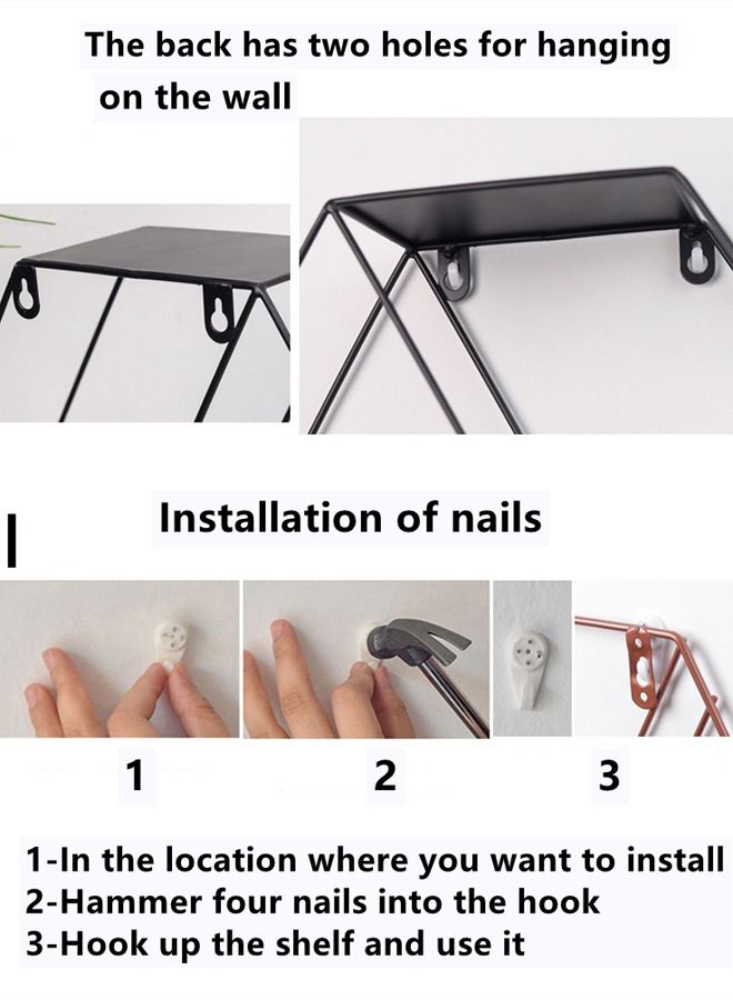 Kutis 1-Piece Wall-Mounted Metal Storage Rack Display Stand Black 28.5 x 25.5 x 9.5 Centimeter  - Image 4