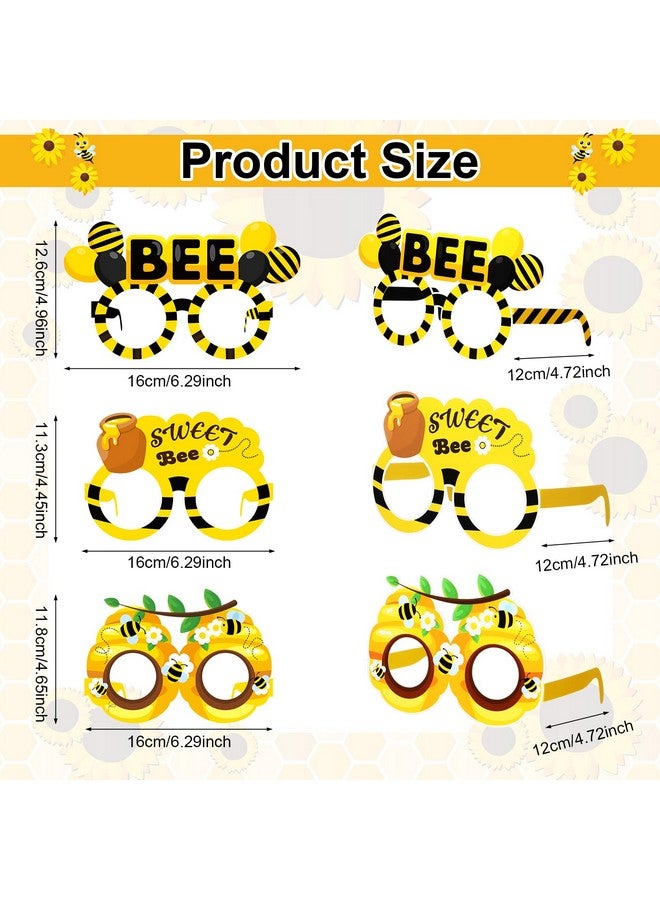 Threan Threan 32 Pieces Bee Party Supplies Bulk Bee Glasses Honeycomb Sunflower Paper Eyeglasses for Summer Bee Flower Birthday Party Baby Shower Costume Photo Booth Props Decorations Supplies  - Image 2