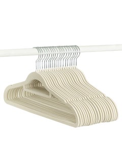 ZCM-HAPPY 20- Piece Anti Slip Velvet Cloth Hanger Set Beige  - Image 1
