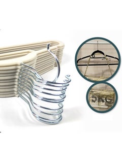 ZCM-HAPPY 20- Piece Anti Slip Velvet Cloth Hanger Set Beige  - Image 3