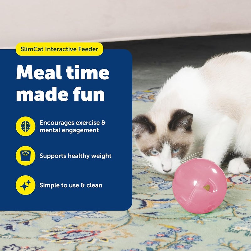 PetSafe SlimCat Interactive Feeder Ball - Pink - Adjustable Portions for Healthy Eating - Image 2