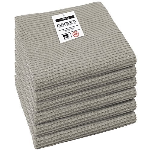 Now Designs Ripple Kitchen Towel, Set of 6, London Grey - Image 1