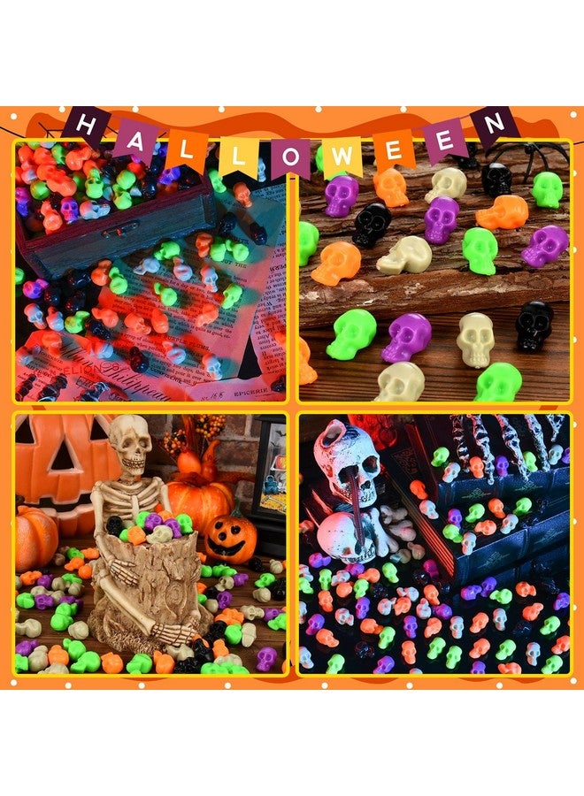 إف إف إن آي يو 100 قطعة رؤوس جماجم بلاستيكية صغيرة مصغرة الجماجم الصغيرة هيكل عظمي للهالوين التماثيل لجميع القديسين المزح هالوين الحرف بار لعبة خدعة المنزل - Image 5