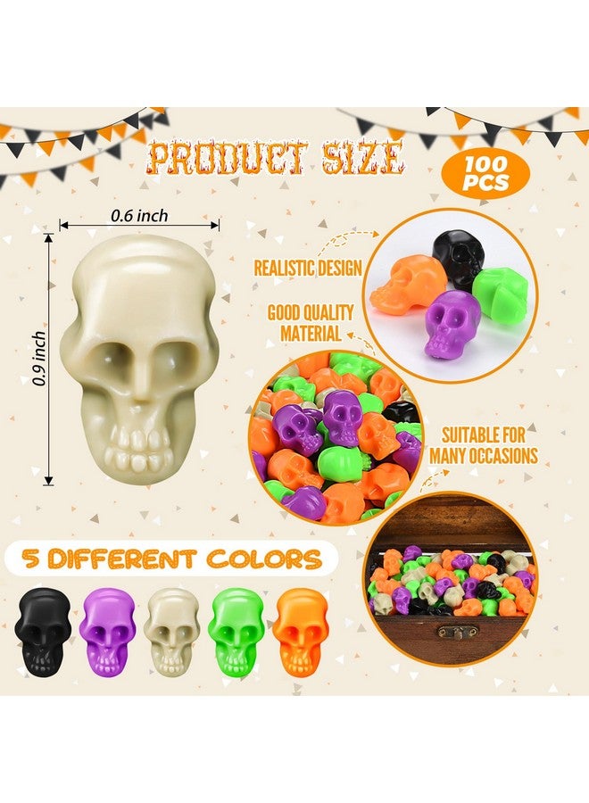 إف إف إن آي يو 100 قطعة رؤوس جماجم بلاستيكية صغيرة مصغرة الجماجم الصغيرة هيكل عظمي للهالوين التماثيل لجميع القديسين المزح هالوين الحرف بار لعبة خدعة المنزل - Image 3