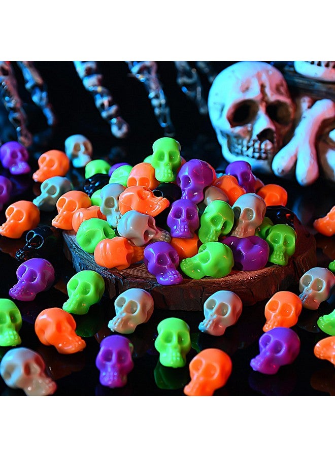 إف إف إن آي يو 100 قطعة رؤوس جماجم بلاستيكية صغيرة مصغرة الجماجم الصغيرة هيكل عظمي للهالوين التماثيل لجميع القديسين المزح هالوين الحرف بار لعبة خدعة المنزل - Image 2