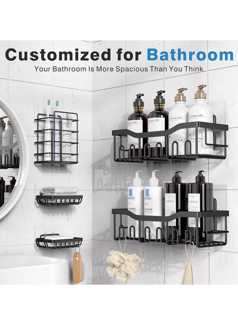 Beauenty Shower Caddy 5 Pack, Adhesive Bathroom Organizer for Bathroom Storage&Kitchen, No Drilling, Large Capacity, Rustproof Stainless Steel Bathroom Organizer Shelves for Inside Shower Rack - Image 3