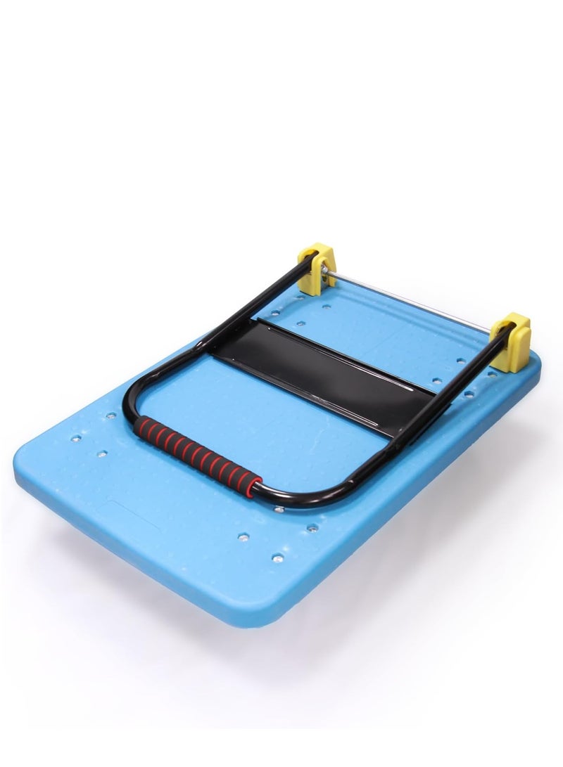 Rubik Platform Flat Trolley, 600kg Weight Capacity and 360 Degree Swivel Wheels, Foldable Push Hand Cart for Pulling Moving Goods Cartons (Large, 88x58cm) Blue/Black - Image 3