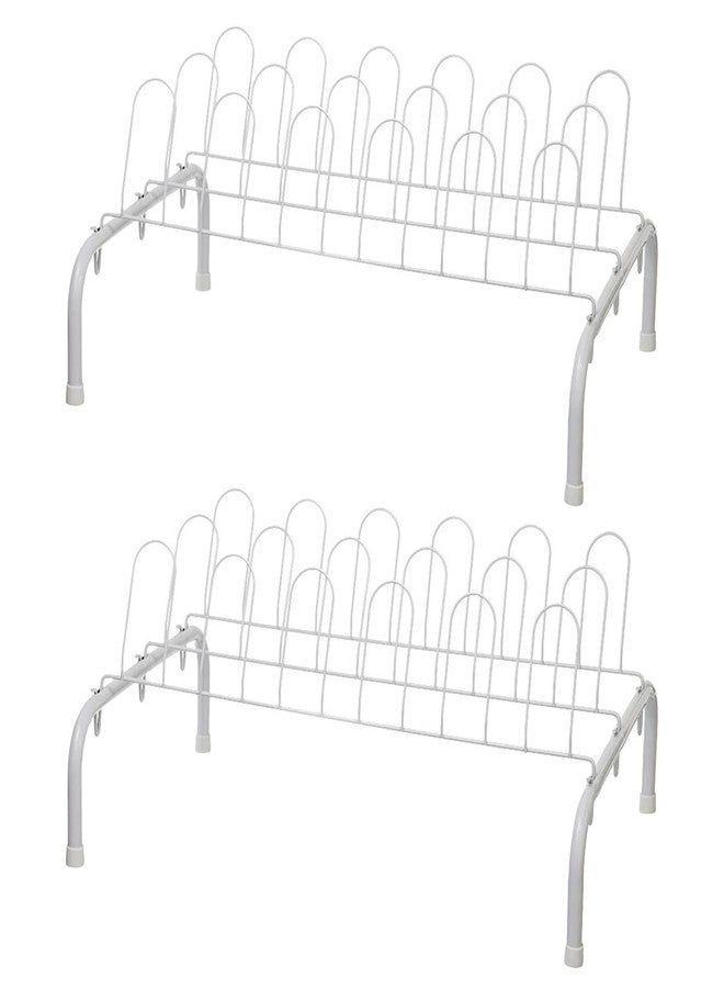 ClosetMaid 1039 Heavy Duty Lightweight 9 Pair Freestanding Wire Shoe Rack Organizer for Closet, Hallway, or Entryway, White (2 Pack) - Image 1