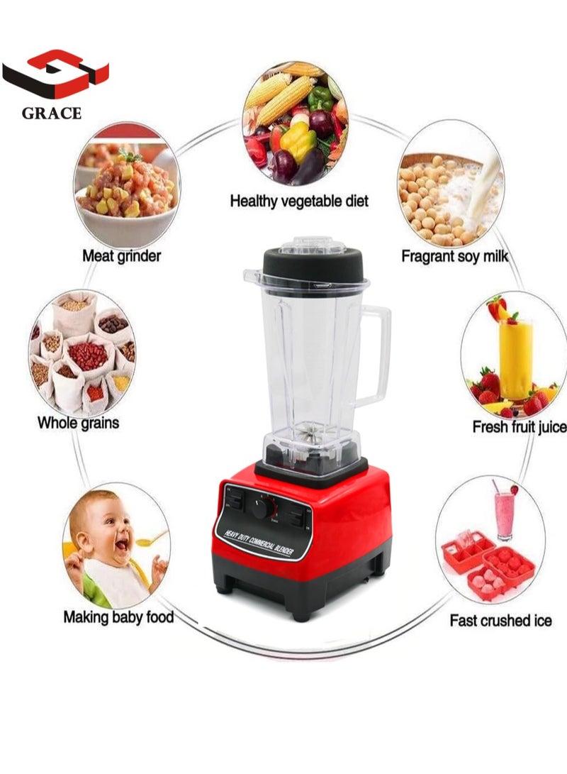 GRACE 2 Liters 1500W Blender Professional Heavy Duty Commercial Mixer Juicer Speed Grinder and Ice Smoothies for Home & Shop Red - Image 2