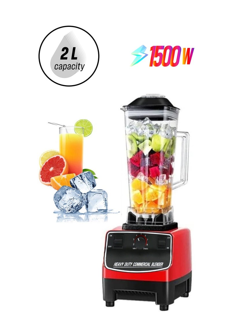 GRACE 2 Liters 1500W Blender Professional Heavy Duty Commercial Mixer Juicer Speed Grinder and Ice Smoothies for Home & Shop Red - Image 1