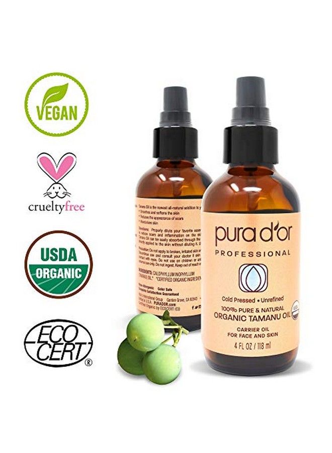 Pura d'or Pura D’Or Tamanu Oil (4Oz / 118Ml) Usda Organic Certified 100% Pure Natural Hexane Free Premium Grade Moisturizer Helps Reduce Appearance Of Scars From Psoriasis Eczema & Acne (Packaging May Vary) - Image 3