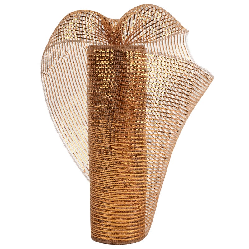 HUIHUANG Copper Deco Mesh 10 inch Wide Metallic Copper Brown Mesh Ribbon Roll Bronze Fall Decorative Mesh for Christmas Tree Wreath Supplies Swags Garland Bows and Crafts10 Yards - Image 2