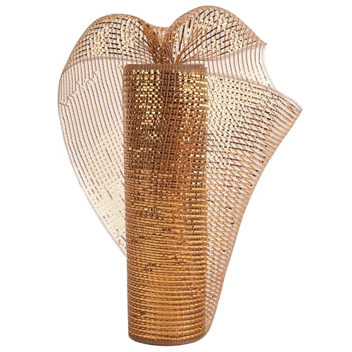 HUIHUANG Copper Deco Mesh 10 inch Wide Metallic Copper Brown Mesh Ribbon Roll Bronze Fall Decorative Mesh for Christmas Tree Wreath Supplies Swags Garland Bows and Crafts10 Yards - Image 1
