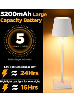 HOCC Battery Operated Lamp Cordless Table Lamp Rechargeable LED Desk Lamp  - Image 3