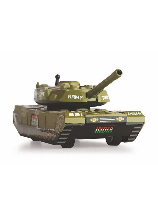 Shinsei Battle Tank T-20 Maintenance Free Pullback Spring Action Race Toy Gift for Boys 3+ Years. Strong ABS Plastic, NO Sharp Edges, BIS Certified. Pack of 1, Color Green - Image 1