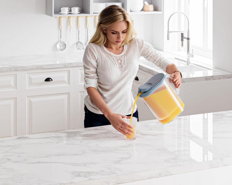 Tribello Pitcher with Lid 1 Gallon, Slim Clear Plastic Water Pitcher with Pivot-top Spout Lids, Iced Tea Pitcher for Fridge, Freezer/Dishwasher Safe, and BPA/Phthalate Free - Image 4